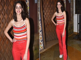 Ananya Panday Looks Snappy As Ever In Stripes, Sneakers And Bright Red Jeans Ananya Panday Looks Snappy As Ever In Stripes, Sneakers And Bright Red Jeans