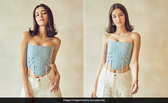 "Feeling Anything But Blue" Is Ananya Panday In A Corset Top, Cargo Pants