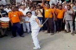 Video: Madhya Pradesh Minister's Acrobatic Performance With Sword Video: Madhya Pradesh Minister's Acrobatic Performance With Sword