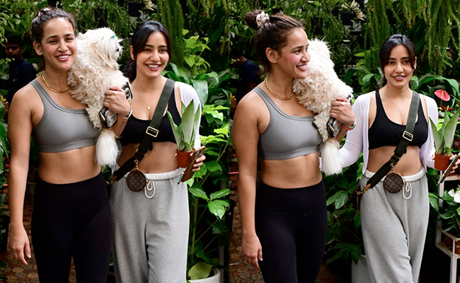 Just Neha Sharma And Aisha Sharma Looking Sporty Cool As Always In Their Sports Bras And Jogger Pants