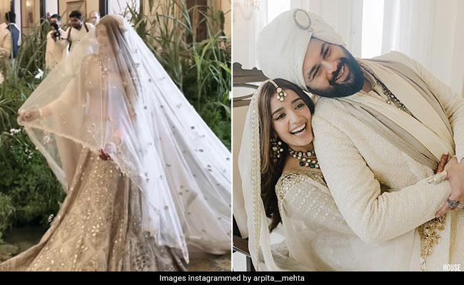 Arpita Mehta's Mirrorwork <i>Lehenga</i> Sparkled Away On Her Dreamy White Wedding