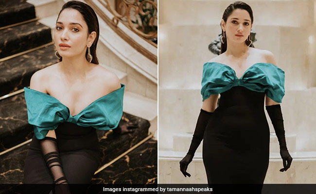 Tamannaah Bhatia Can't Take The Call RN, She's Too Busy Being Glamorous In A Colourblock Bow Midi Dress