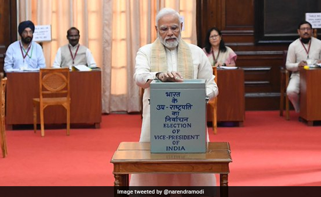 PM Modi Votes As Polling Begins To Elect India's Next Vice President