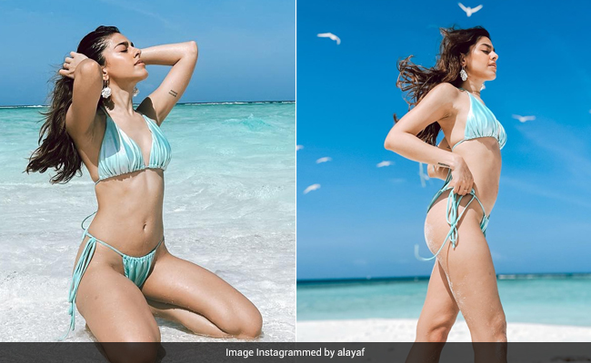 Alaya Furniturwalla's Chic Blue Swim Set And The Maldivian Seascape Are A Total Match