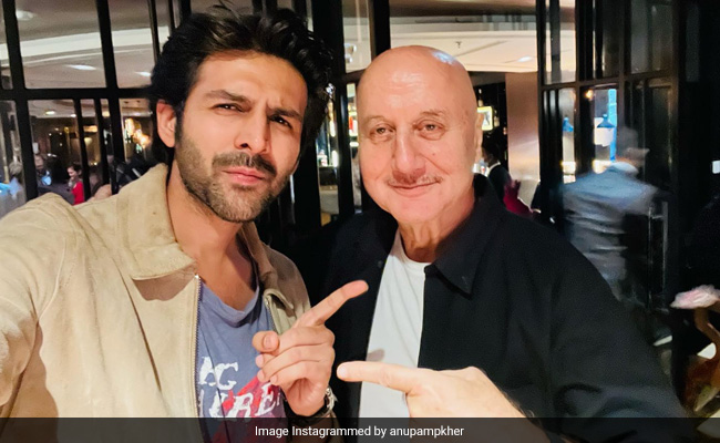 Anupam Kher's "Pic Of Two Superstars" - Kartik Aaryan And Himself