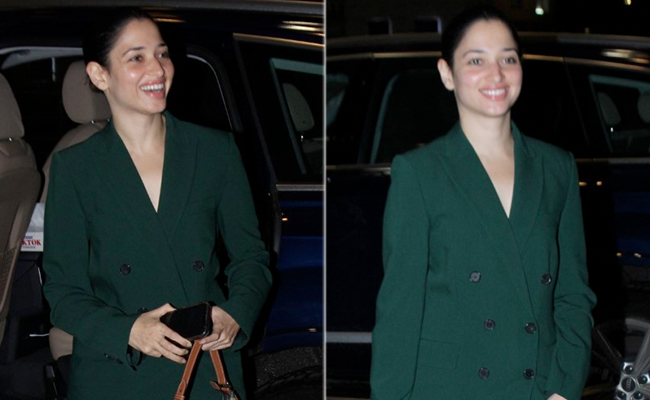 With A Rs 1.2 Lakh Celine Ava Bag In Tow, Tamannaah Bhatia Takes Her Oversized Green Pantsuit Up A Notch
