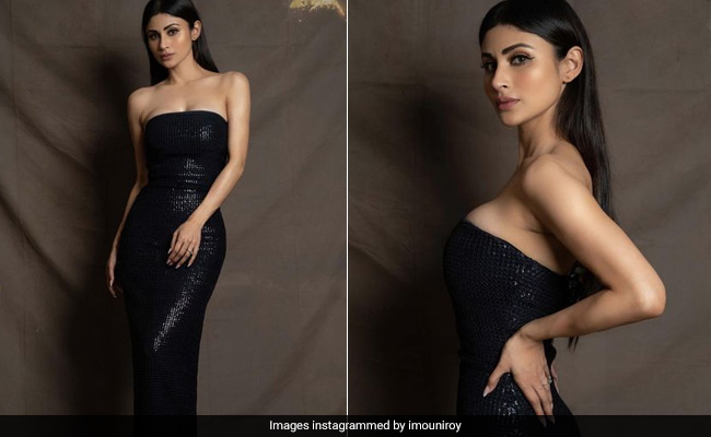 Mouni Roy Can Make The Simplicity Of A Simple Strapless Black Column Dress Look So Very Chic