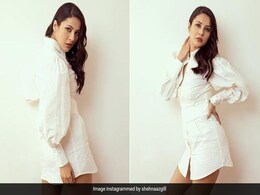Who Needs Colourpop When Shehnaaz Gill's All-White Shirt Dress Is Just Right Who Needs Colourpop When Shehnaaz Gill's All-White Shirt Dress Is Just Right