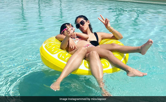 Just A Happy Pic Of Mira Rajput And Daughter Misha's Pool Time