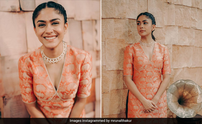 Adding Sheen To Ethnic Dressing Is Mrunal Thakur In A Brocade Kurta