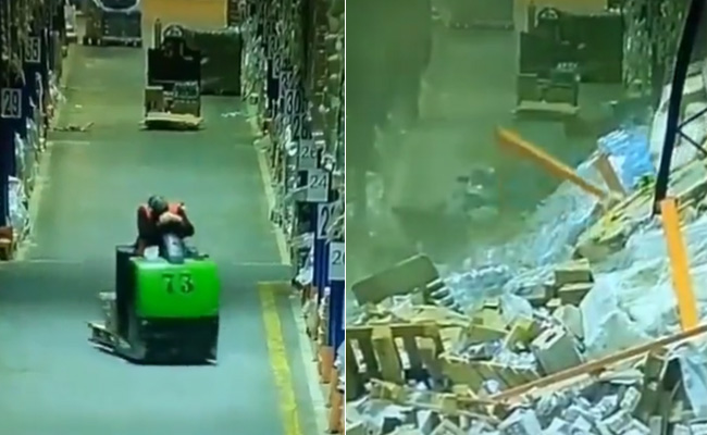 मिनी क्रेन में बैठे-बैठे सोना ड्राइवर को पड़ा महंगा, अगले ही पल हो गया करोड़ों का नुकसान!