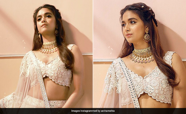 Keerthy Suresh's Pastel Floral Lehenga Is Perfect For A Spring, Winter, Basically All Weddings