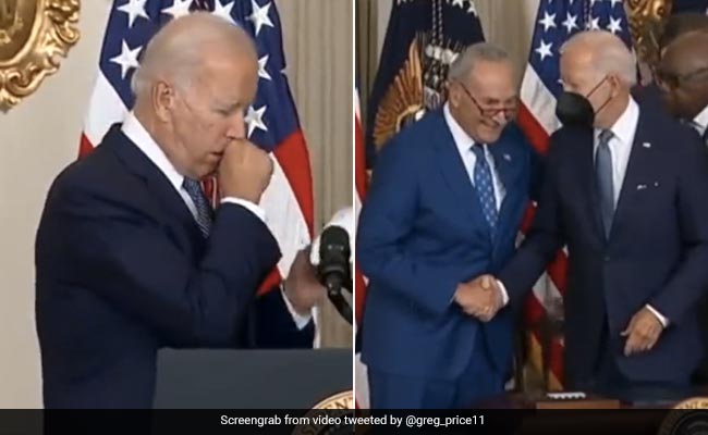Video Shows Joe Biden Coughing, Shaking Hands After Signing Bill, Twitter Horrified
