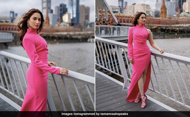 Melbourne Has Tamannaah Bhatia's Heart And Tamannaah, In A Pink Slit Turtleneck Dress, Has Ours