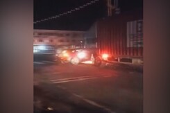 Video: Truck Hits Samajwadi Party Leader's Car, Drags It For 500 Metres Video: Truck Hits Samajwadi Party Leader's Car, Drags It For 500 Metres