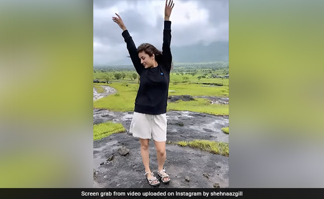 Nothing To See Here, Just Shehnaaz Gill Chilling Under A Waterfall