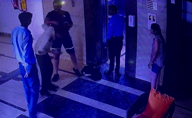 On CCTV, Man Rescued From Lift In Gurgaon Repeatedly Slaps Liftman