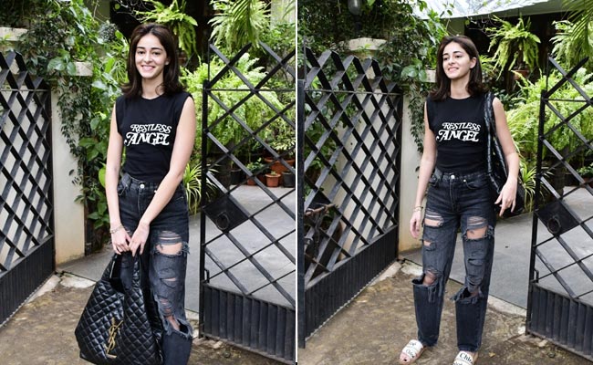 Ananya Panday Pairs Her Rocker Chic Black Tank Top And Ripped Jeans With Rs 42K Chloe Sandals