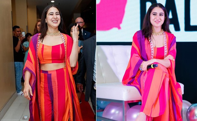 Sara Ali Khan Makes Stripes Look Sassy In A Multi-Coloured Outfit