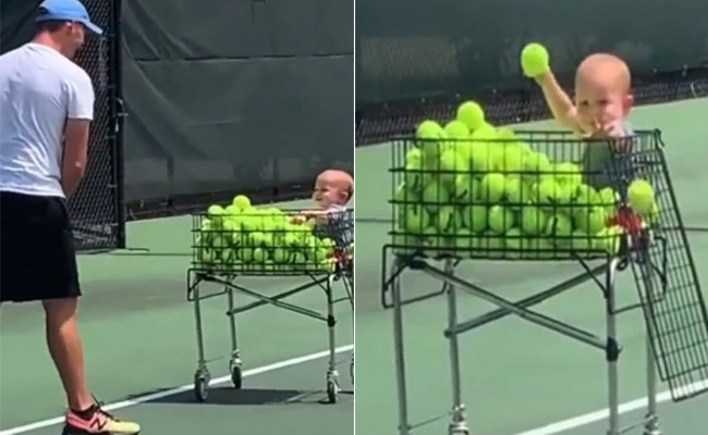 टेनिस खेलने में छोटे बच्चे ने पिता की ऐसी की मदद, Video देख हार बैठेंगे दिल