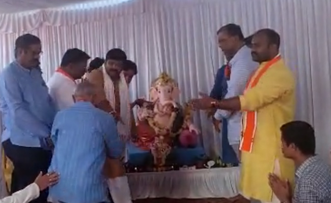 Ganesh Idol Installed At Eidgah Land In Karnataka's Hubbali After High Court Order