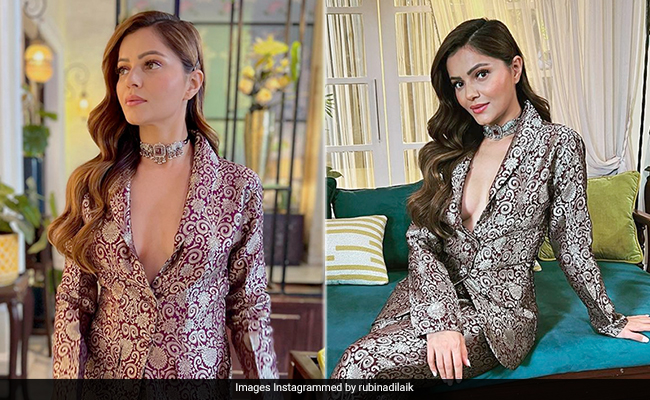 Rubina Dilaik's Power Moves In Her Plum Pantsuit Doesn't Get More <i>Desi</i> Than This