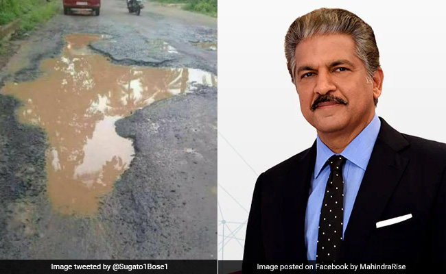 सड़क में हुए गड्ढे में दिखा भारत का नक्शा, वायरल तस्वीर देख हैरान हुए आनंद महिंद्रा, दिया ऐसा रिएक्शन