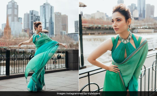 Tamannaah Bhatia Is Six Yards Ahead Of Her Time In A Lush Sea Green <i>Saree</i>