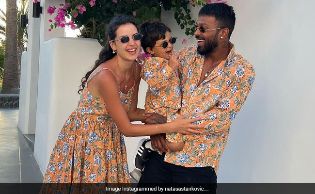 Agastya, Hardik Pandya And Natasa Stankovic Are An Adorably Chic Floral Party Of Three