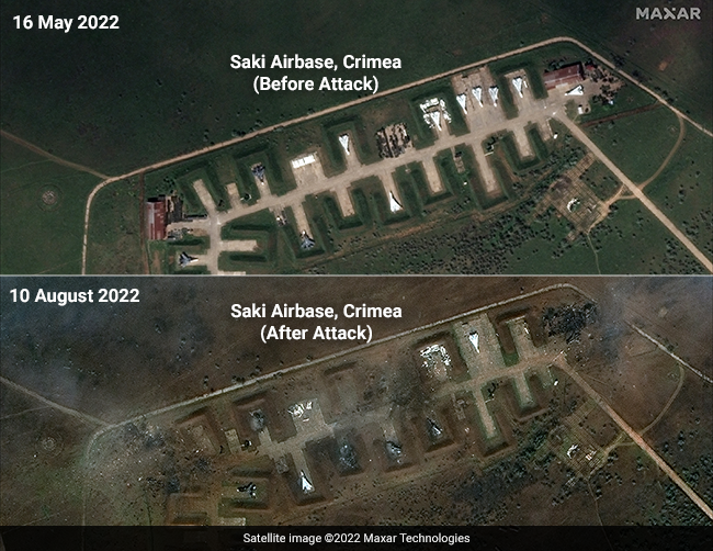 Satellite Pics Show Russian Airbase Before And After Suspected Ukrainian Attack