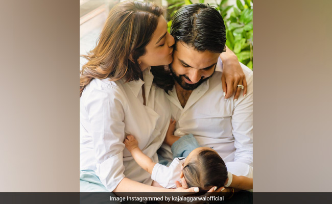 <i>Singham</i> Star Kajal Aggarwal In A Picture-Perfect Moment With Husband Gautam Kitchlu And Son Neil