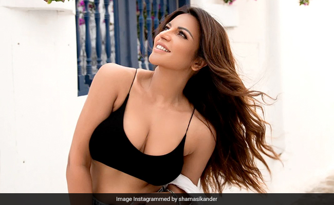 Shama Sikander's Bralette And Denim Shorts Are True Blue Vacay Style Staples