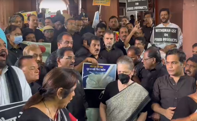 Sonia Gandhi, Rahul Join Congress's "In Black" Protest Outside Parliament