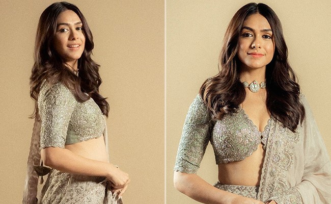 Twirling Gracefully In A Sparkly Grey Lehenga Choli Is Mrunal Thakur