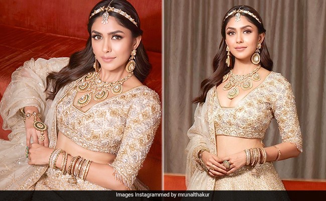 Mrunal Thakur Takes Over Wedding Dressing In A Spectacular Ivory <i>Lehenga</i>