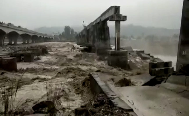Video: Railway Bridge Collapses Amid Heavy Rainfall In Himachal's Kangra