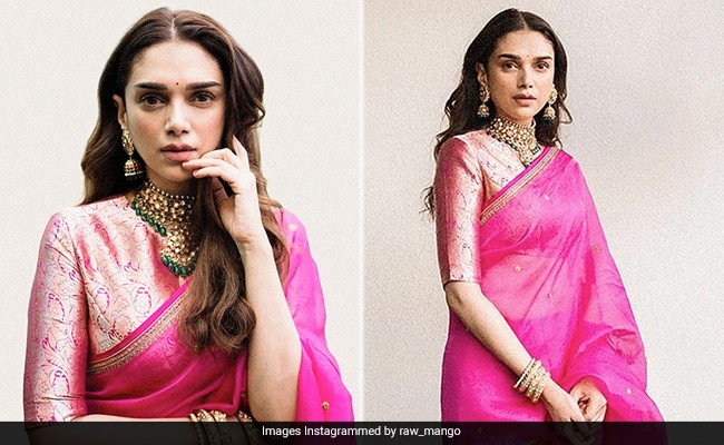 We're Utterly Head Over Heels For Aditi Rao Hydari In A Bright Pink Organza Saree