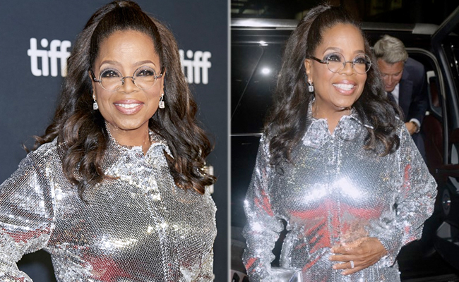 Oprah Winfrey's Gown Glimmers With The Light Of A Thousand Disco Balls