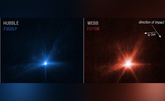 वेब, हबल टेलिस्‍कोप ने स्‍पेसक्रॉफ्ट से एस्‍टेरॉयड को 'हिट' करने की पहली तस्‍वीर की जारी