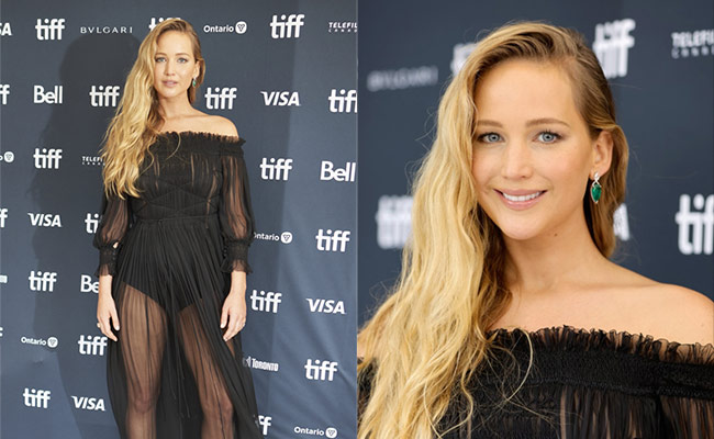 We See Right Through Jennifer Lawrence's Gorgeous Black Off-Shoulder Dress