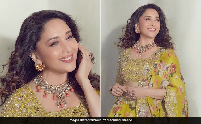 Madhuri Dixit Is Pure Ethnic Bliss In A Beautiful Yellow Floral Lehenga