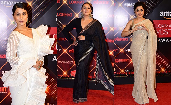 From Rashmika Mandanna To Hina Khan, Bollywoods Love For Sarees On The Red Carpet Is As Evergreen