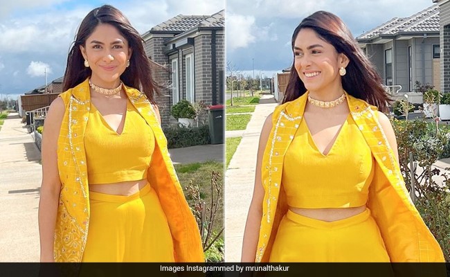 Mrunal Thakur Spreads Sunshine In Full Force In A Yellow Ethnic Co-Ord Set