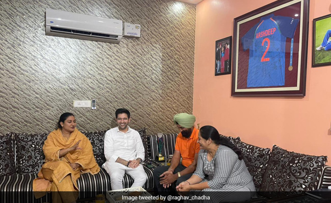 AAP's Raghav Chadha Visits Pacer Arshdeep Singh's Family After Trolling