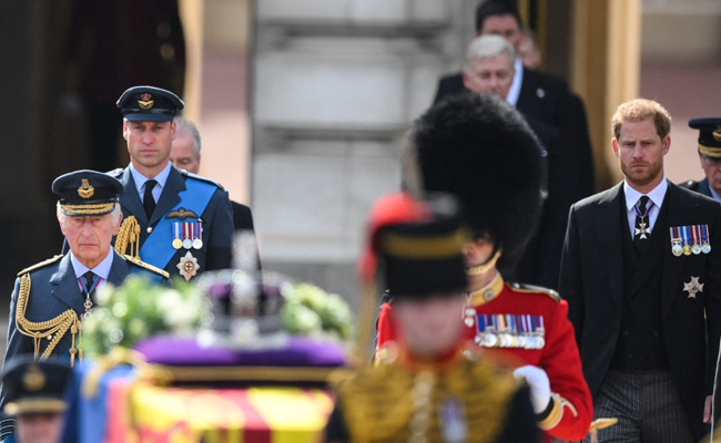 William And Harry Walk Together Behind A Loved One's Coffin, Again
