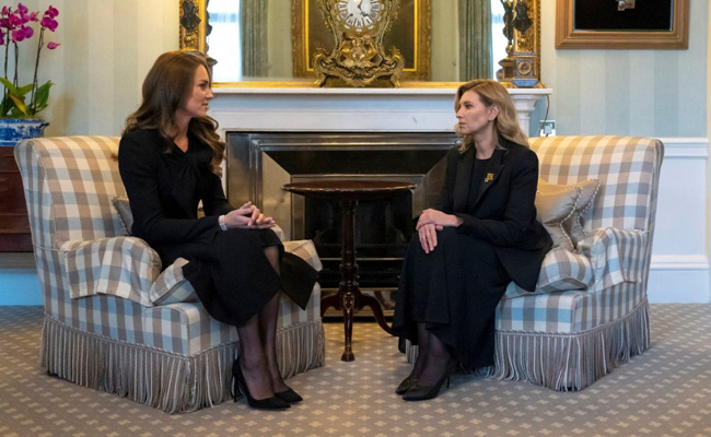 In 1st UK Visit, Ukraine's First Lady Views Queen's Coffin, Meets Princess Of Wales