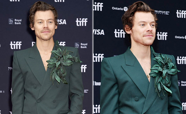 It's Hard Not To Go Green Over Harry Styles And His Gucci 1947 Bamboo Handbag With His Blazer And Pants