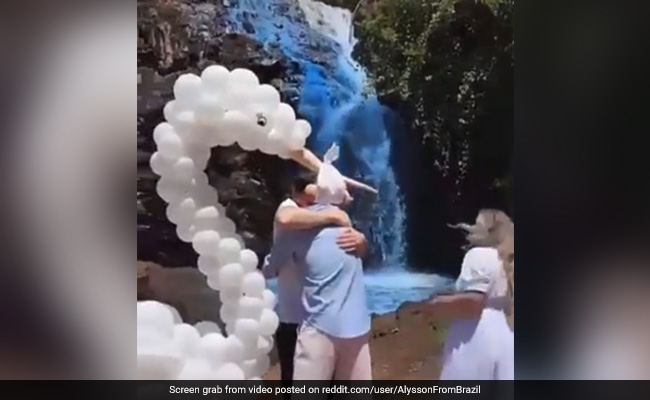Couple In Brazil Slammed For Turning A Waterfall Blue For Gender-Reveal Party