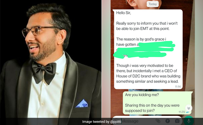 CEO Shares Text Messages From Candidate Dropping Out On Day Of Joining, Internet Divided