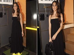 Kiara Advani's Casual Black Maxi Dress Gets A Neon Pop With Her Slider Sandals Kiara Advani's Casual Black Maxi Dress Gets A Neon Pop With Her Slider Sandals